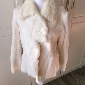 Genuine cream color rex rabbit fur coat!